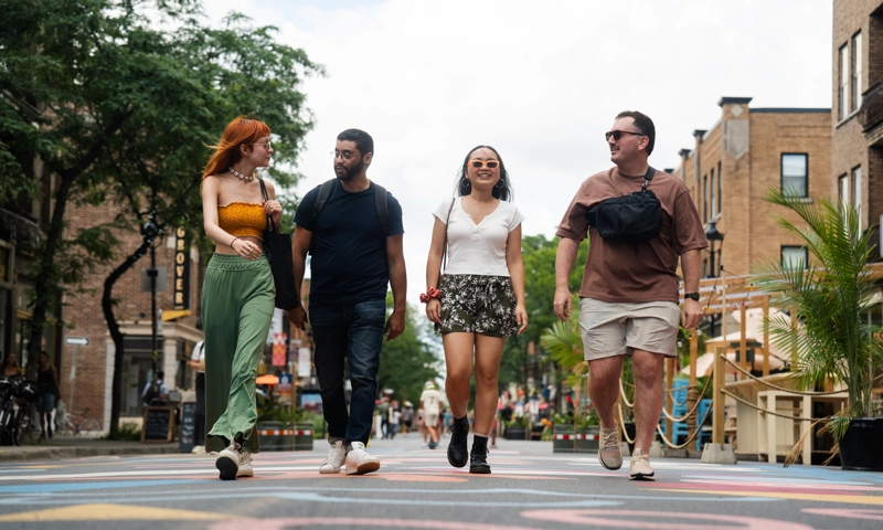 A group of people walking