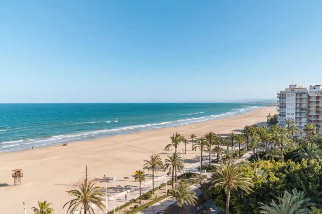 Mediterranean Sea and sandy beach at Cullera in Valencia