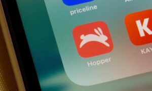 Hopper app icon shown on a screen of an IPhone